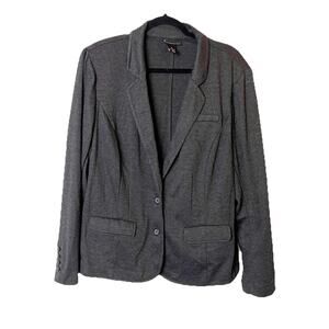 Lane Bryant Size 26 Blazer Jacket 2-Button Long Sleeve Black gray Cotton